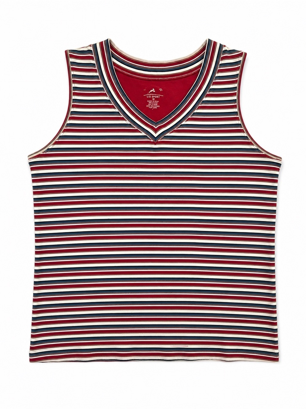 Retro White Stag Red & Blue Striped Tank Top